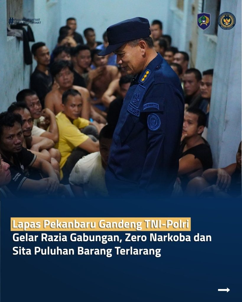 Lapas Pekanbaru Gandeng TNI-Polri Gelar Razia Gabungan, Zero Narkoba dan Sita Puluhan Barang Terlarang