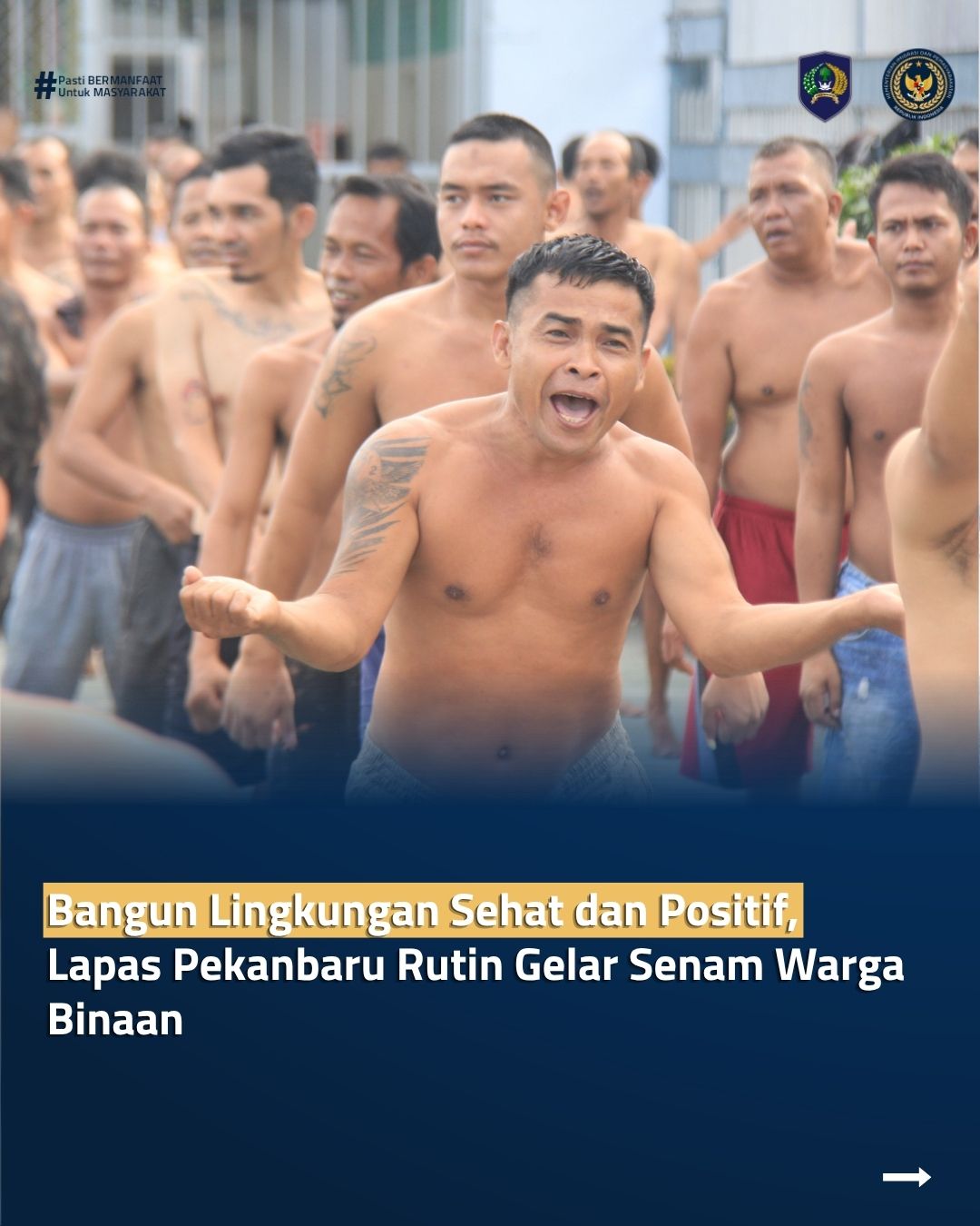 Bangun Lingkungan Sehat dan Positif, Lapas Pekanbaru Rutin Gelar Senam Warga Binaan