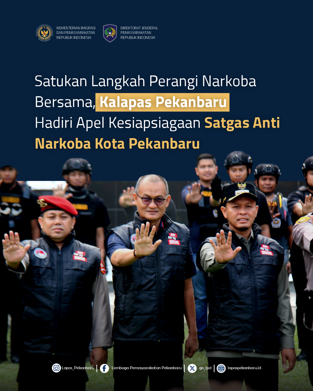 Satukan Langkah Perangi Narkoba Bersama, Kalapas Pekanbaru Hadiri Apel Kesiapsiagaan Satgas Anti Narkoba Kota Pekanbaru